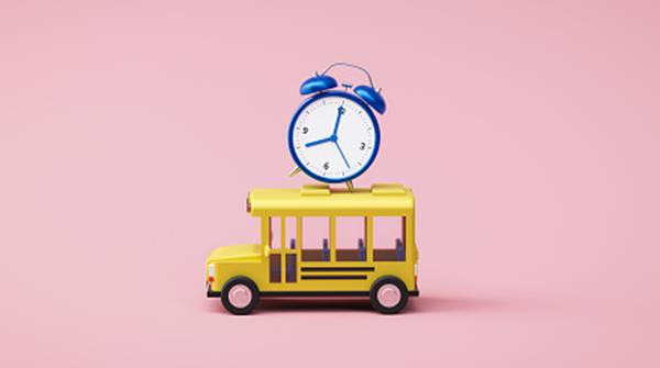 School bus with clock on top