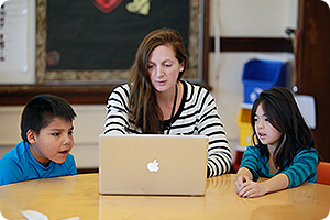 Teacher and students