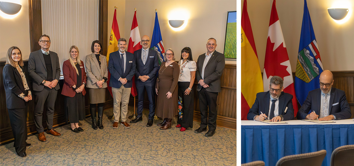Signing of the new International Spanish Academy agreement with representatives from ISA, Alberta Education and CBE. 