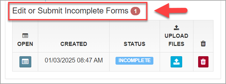 Edit or Submit Incomplete Forms
